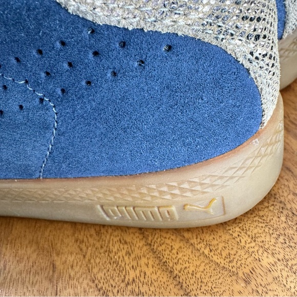 PUMA Match Shoes In Suede Navy And Gold Snake Skin Accents - Like New, S… - Picture 12 of 13